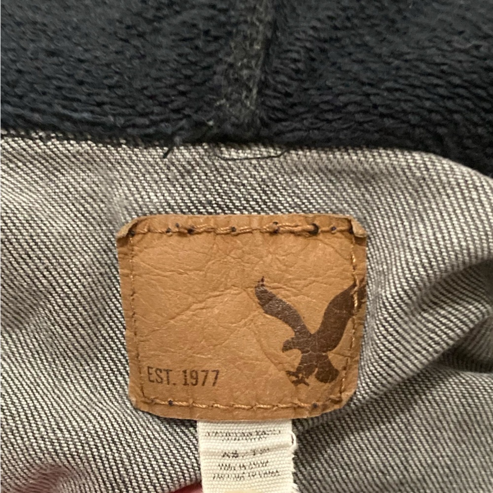 AEO 🦅 Black Denim Vest Sweatshirt Hoodie Jacket - Picture 10 of 11